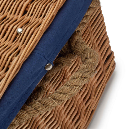 24 Inch Double Steamed Willow Rope Handled Trunk with Navy Blue Lining