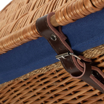 24 Inch Double Steamed Willow Rope Handled Trunk with Navy Blue Lining