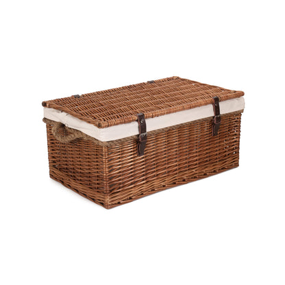 24 Inch Double Steamed Willow Rope Handled Trunk with White Lining