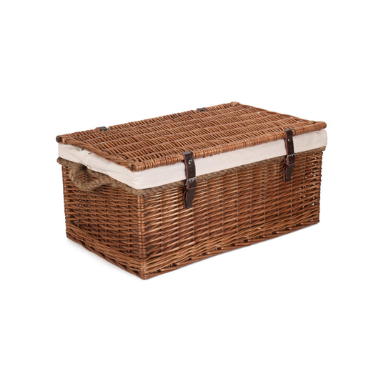 24 Inch Double Steamed Willow Rope Handled Trunk with White Lining