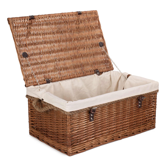 24 Inch Double Steamed Willow Rope Handled Trunk with White Lining