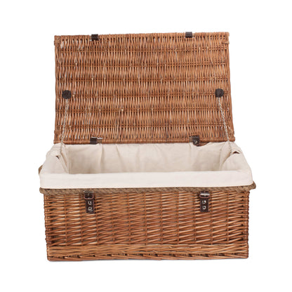 24 Inch Double Steamed Willow Rope Handled Trunk with White Lining