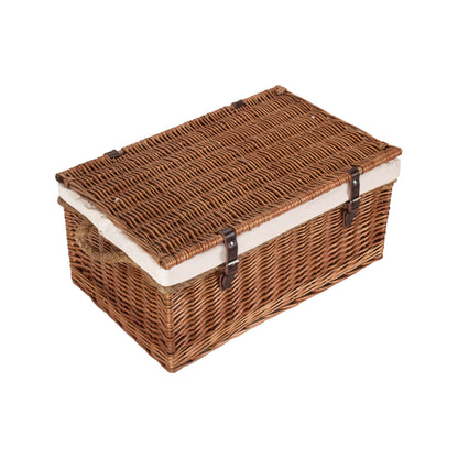 24 Inch Double Steamed Willow Rope Handled Trunk with White Lining