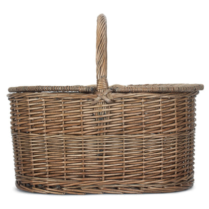 Antique Wash Willow Oval Picnic Basket