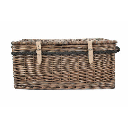 24 Inch Antique Wash Willow Rope Handled Trunk