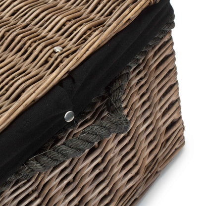 24 Inch Antique Wash Willow Rope Handled Trunk with Black Lining