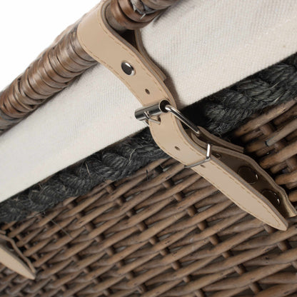 24 Inch Antique Wash Willow Rope Handled Trunk with White Lining