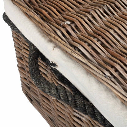 24 Inch Antique Wash Willow Rope Handled Trunk with White Lining