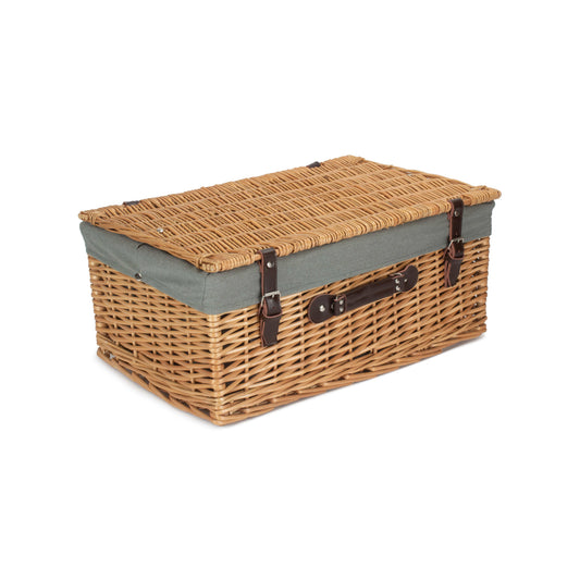 22 Inch Buff Willow Hamper with Grey Sage Lining