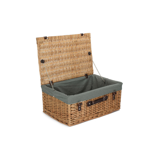 22 Inch Buff Willow Hamper with Grey Sage Lining