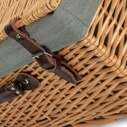 22 Inch Buff Willow Hamper with Grey Sage Lining