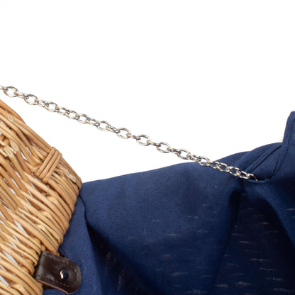 22 Inch Buff Willow Hamper with Navy Blue Lining