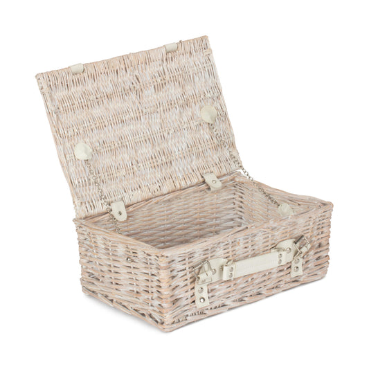 14 Inch White Wash Willow Hamper