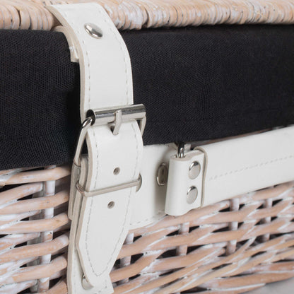 14 Inch White Wash Willow Hamper with Black Lining
