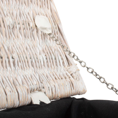 14 Inch White Wash Willow Hamper with Black Lining