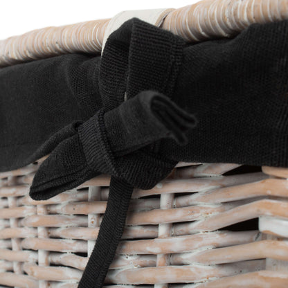 14 Inch White Wash Willow Hamper with Black Lining