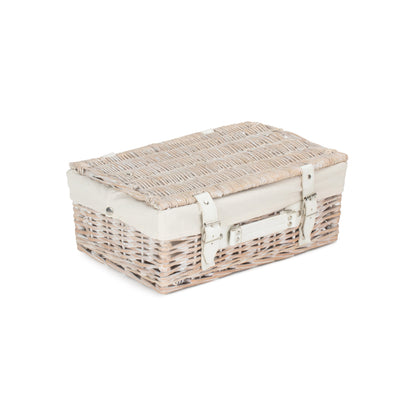 14 Inch White Wash Willow Hamper with White Lining