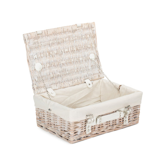 14 Inch White Wash Willow Hamper with White Lining