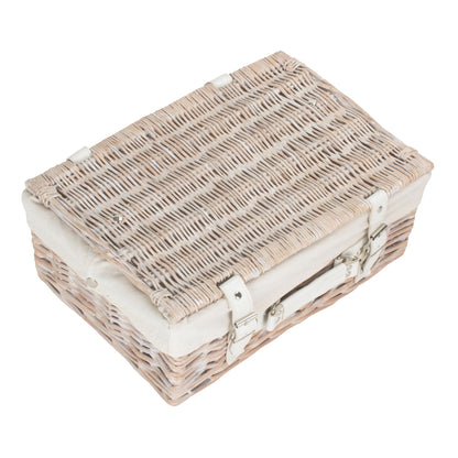 14 Inch White Wash Willow Hamper with White Lining