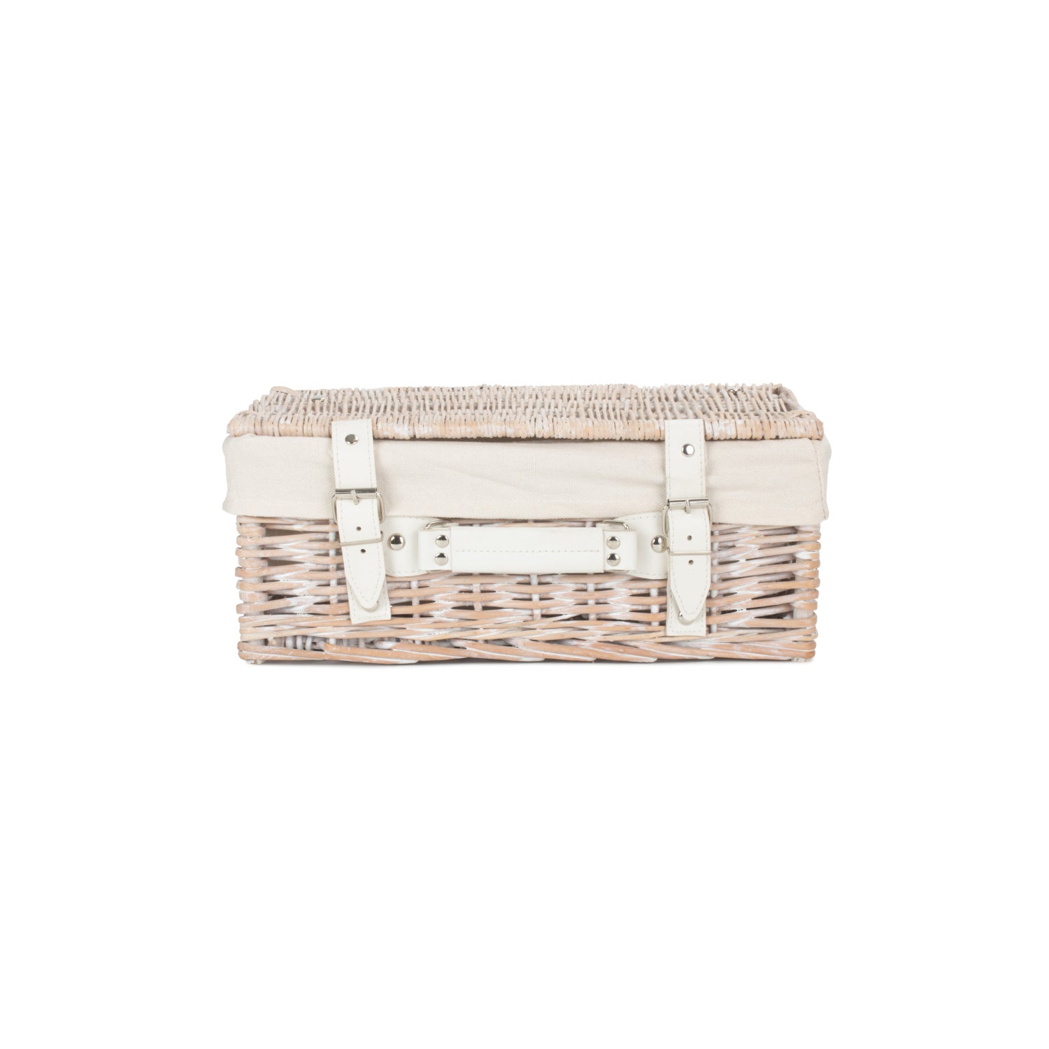 14 Inch White Wash Willow Hamper with White Lining