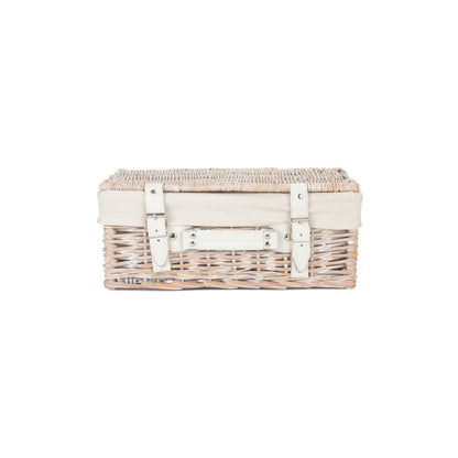 14 Inch White Wash Willow Hamper with White Lining