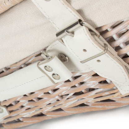 14 Inch White Wash Willow Hamper with White Lining