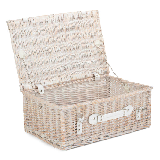 18 Inch White Wash Willow Hamper