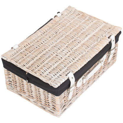 18 Inch White Wash Willow Hamper with Black Lining