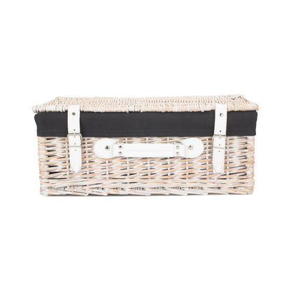 18 Inch White Wash Willow Hamper with Black Lining