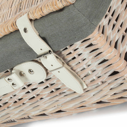 18 Inch White Wash Willow Hamper with Grey Sage Lining