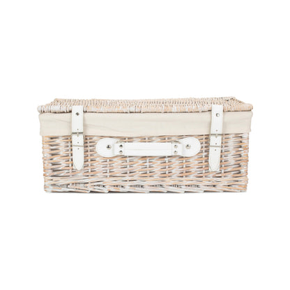 18 Inch White Wash Willow Hamper with White Lining