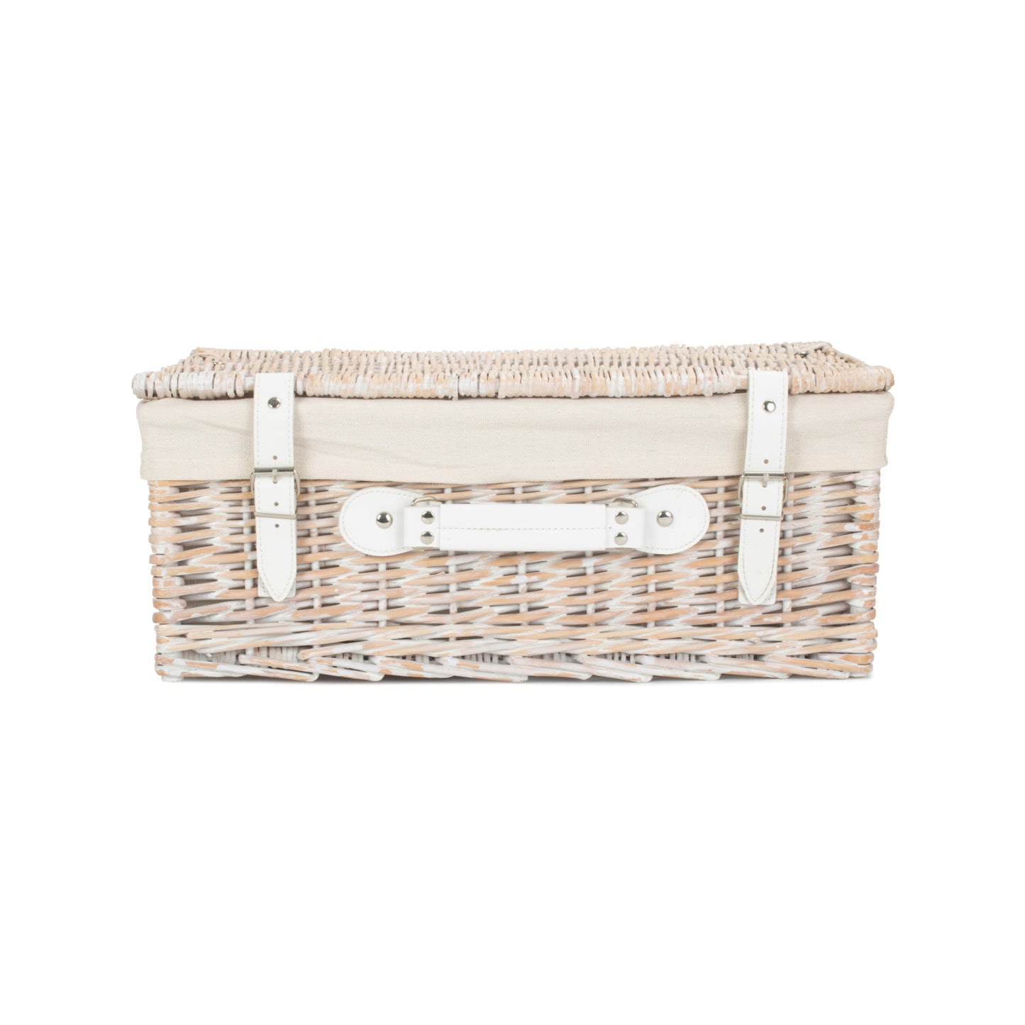 18 Inch White Wash Willow Hamper with White Lining