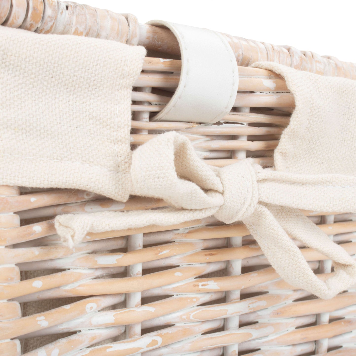 18 Inch White Wash Willow Hamper with White Lining