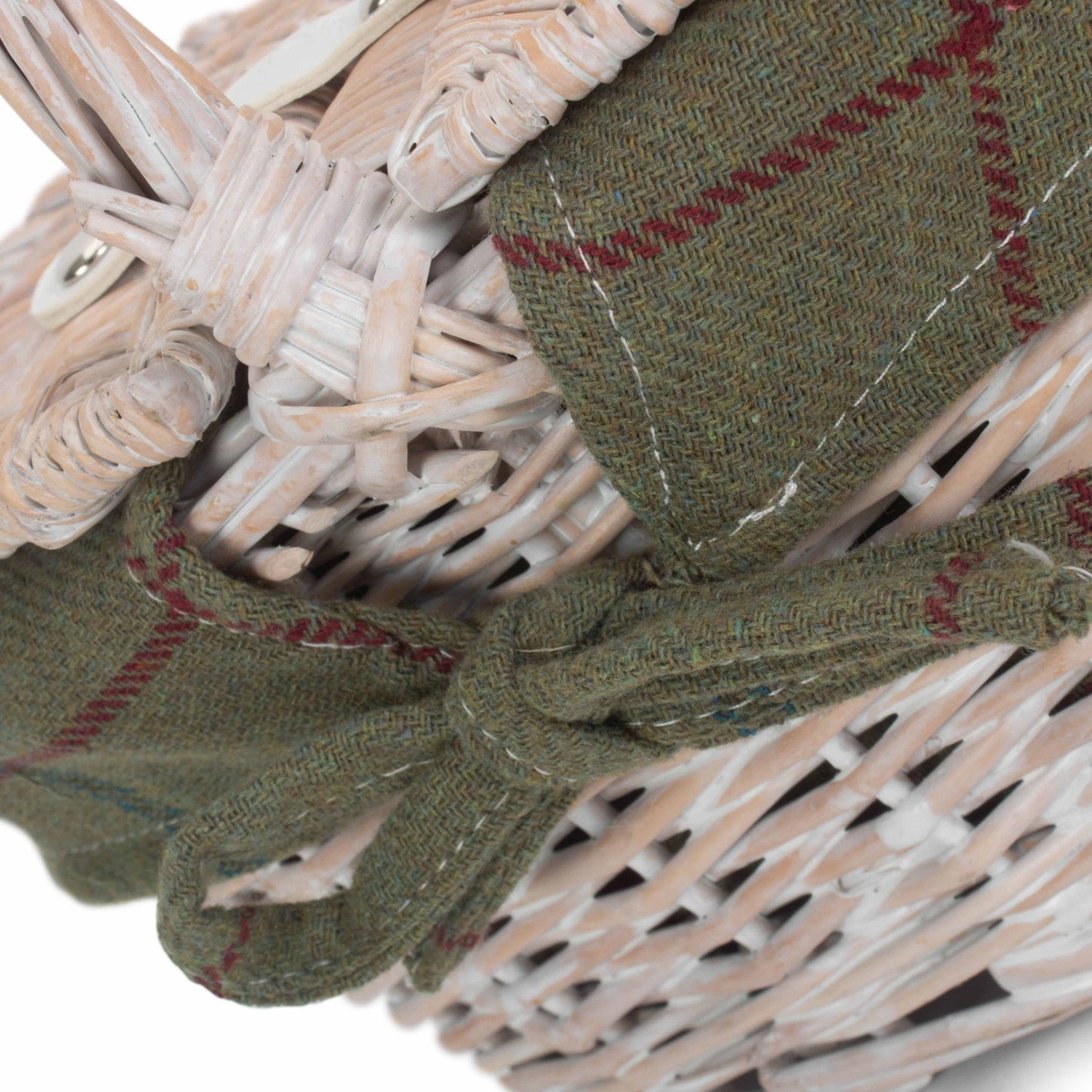 Child's White Wash Lidded Hamper With Green Tweed Lining