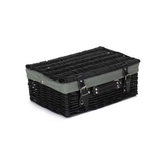 14 Inch Black Willow Hamper with Grey Sage Lining