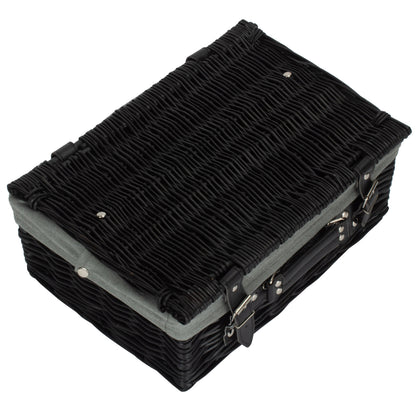 14 Inch Black Willow Hamper with Grey Sage Lining