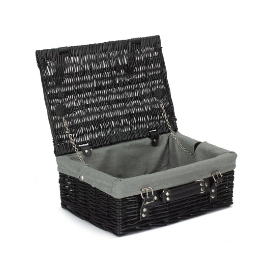 14 Inch Black Willow Hamper with Grey Sage Lining