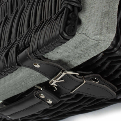 14 Inch Black Willow Hamper with Grey Sage Lining