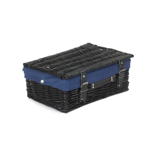 14 Inch Black Willow Hamper with Navy Blue Lining