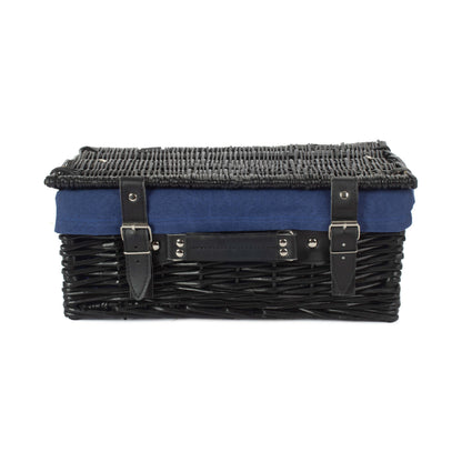 14 Inch Black Willow Hamper with Navy Blue Lining