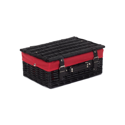 14 Inch Black Willow Hamper with Red Lining
