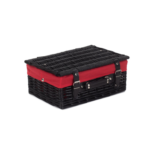 14 Inch Black Willow Hamper with Red Lining