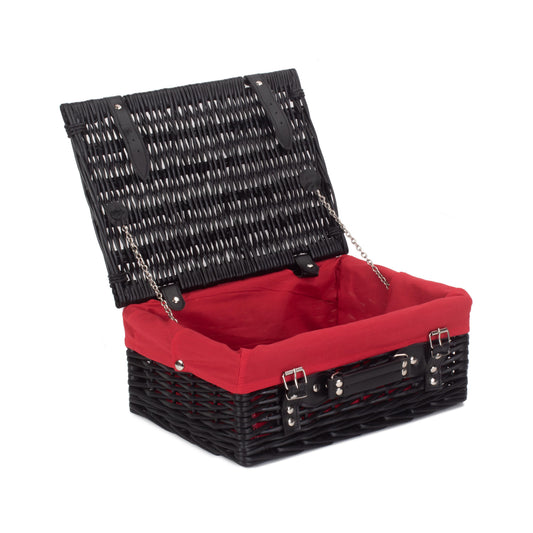 14 Inch Black Willow Hamper with Red Lining