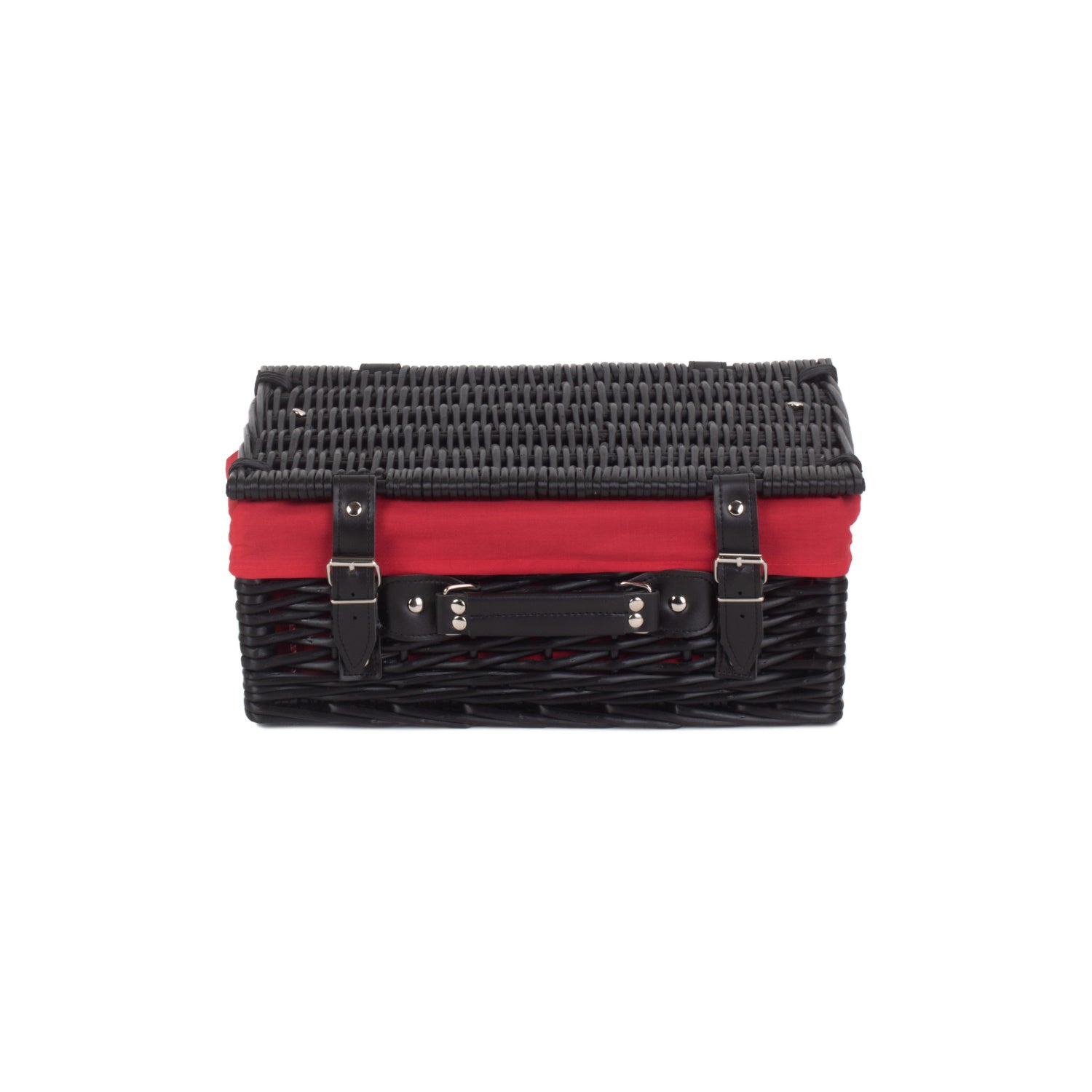 14 Inch Black Willow Hamper with Red Lining