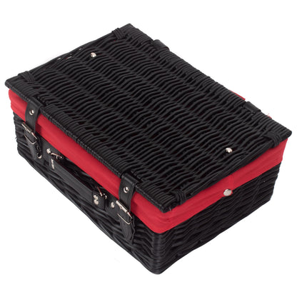 14 Inch Black Willow Hamper with Red Lining