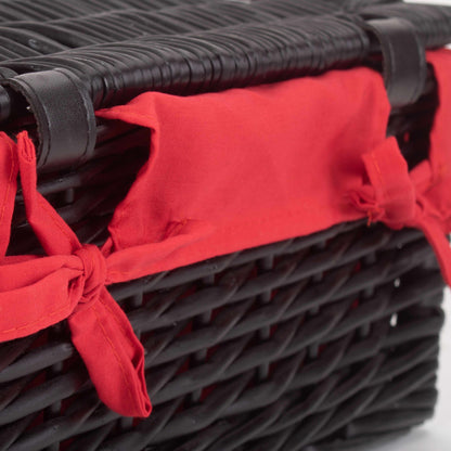 14 Inch Black Willow Hamper with Red Lining