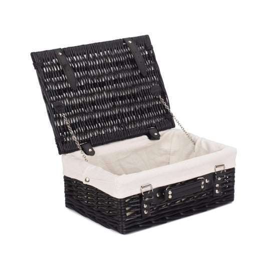 14 Inch Black Willow Hamper with White Lining