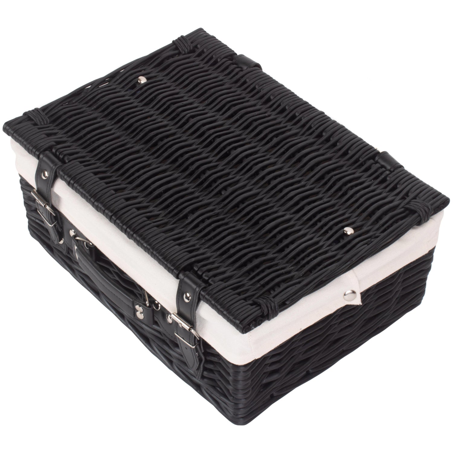 14 Inch Black Willow Hamper with White Lining