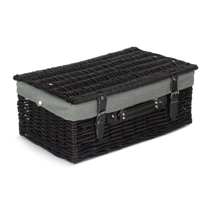18 Inch Black Willow Hamper with Grey Sage Lining