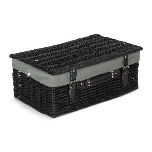 18 Inch Black Willow Hamper with Grey Sage Lining